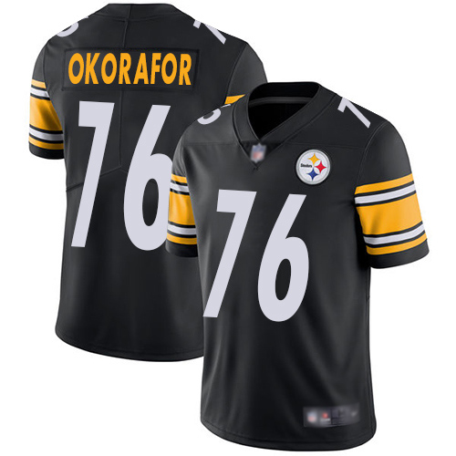 Youth Pittsburgh Steelers Football #76 Limited Black Chukwuma Okorafor Home Vapor Untouchable Nike NFL Jersey->youth nfl jersey->Youth Jersey